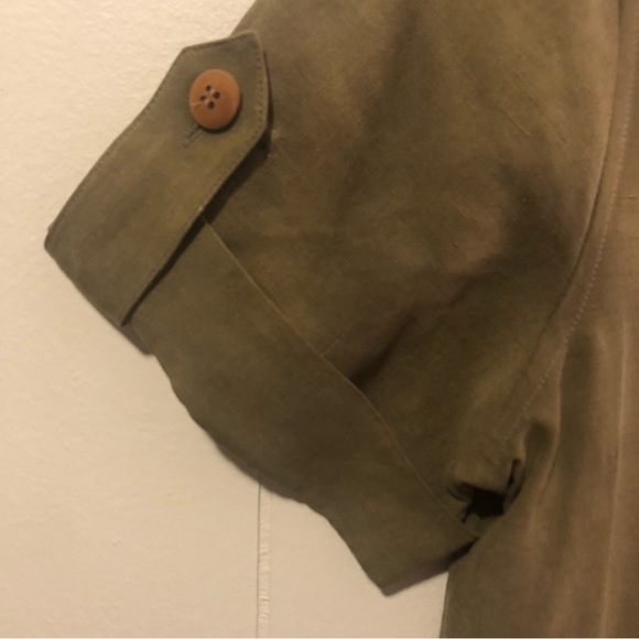 Linen/Silk Olive Green Button Down Dress Jones New York - Picture 3 of 3